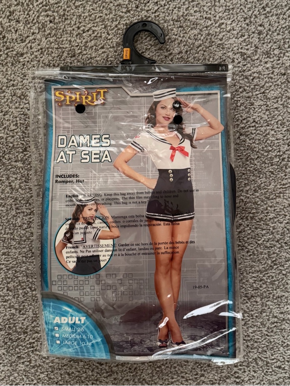 Spirit Halloween Dames at Sea Sailor Costume White, Navy & Red Small (Size 2-6)